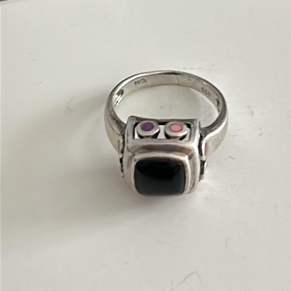 Multi Gemstone Ring, Real Solid Sterling Silver 9… - image 4